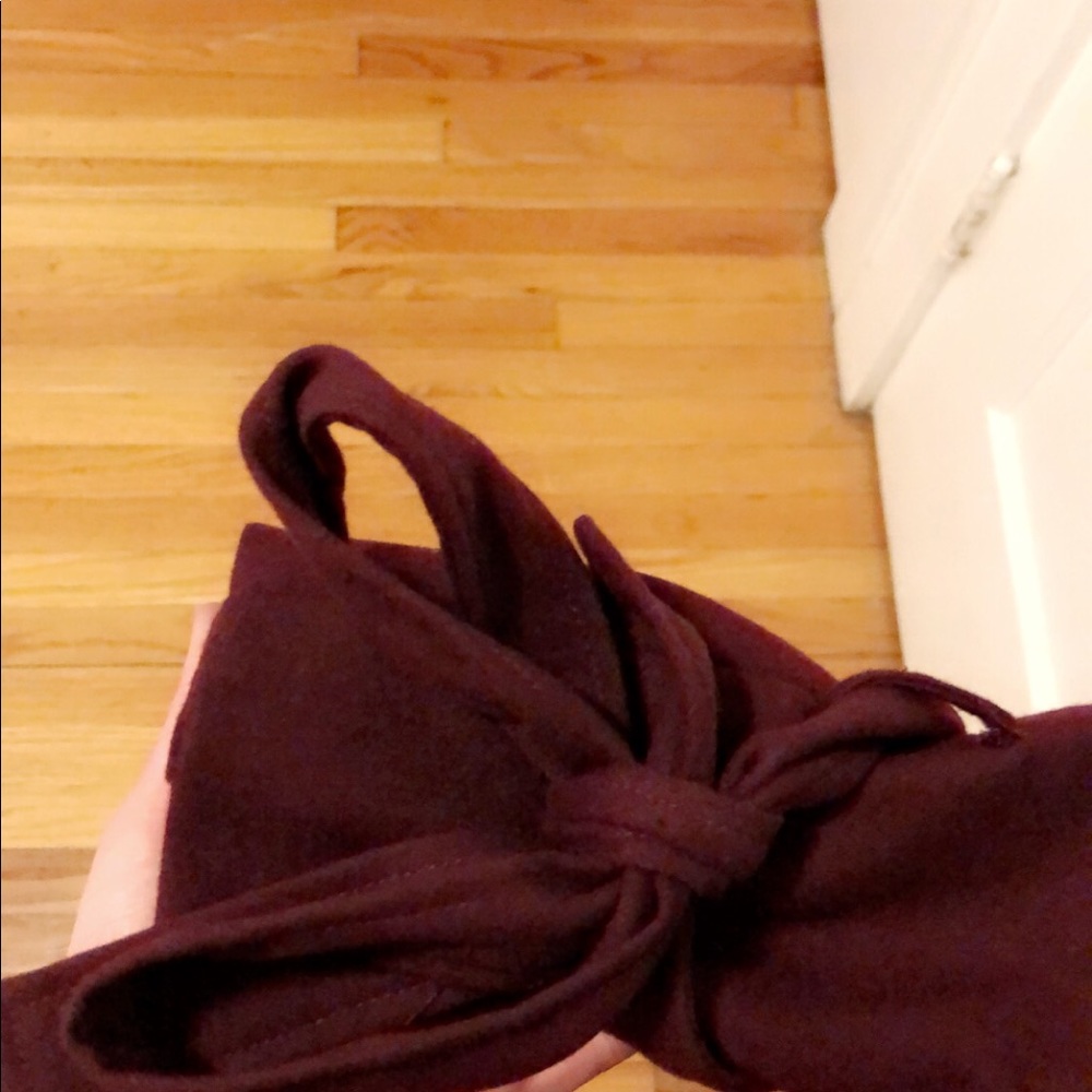 JOA Burgundy Trench with Bow Sleeve Detail